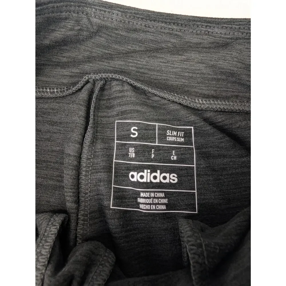 Adidas Girls Small Black Melange 3 Stripe Joggers & Long Sleeve Training Tee Set